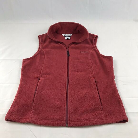 Columbia Jackets & Blazers - Vintage Columbia Womens Large Fleece Vest Full Zip‎ Red Polyester Made Vietnam
